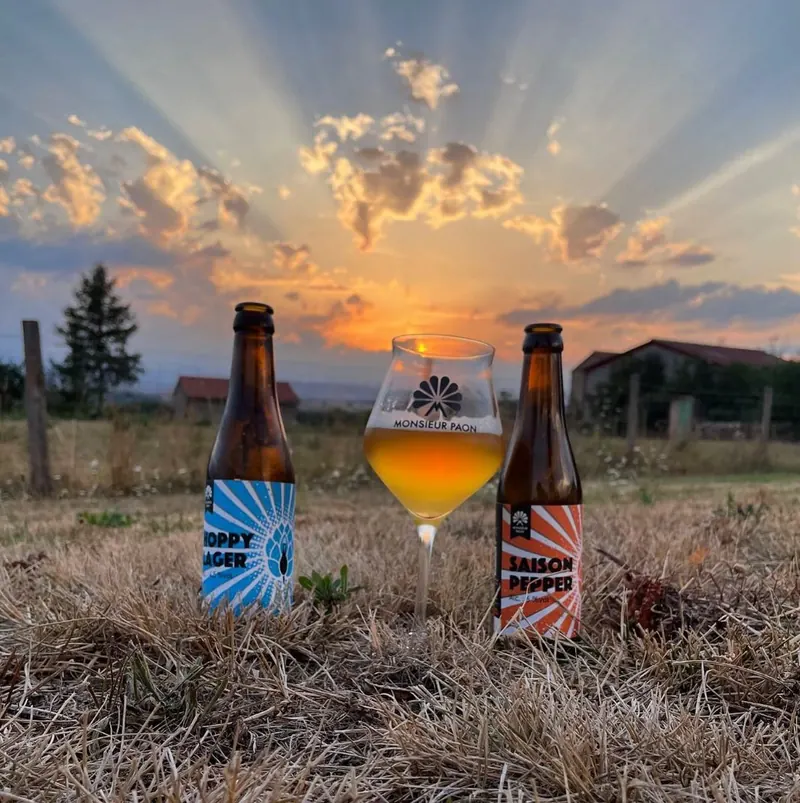 Hoppy Lager et Saison Pepper au coucher du soleil
